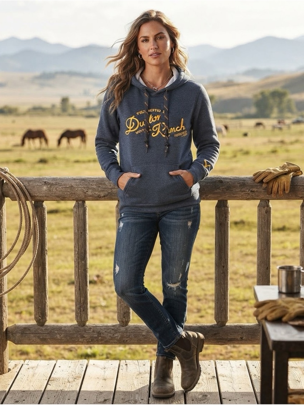 Yellowstone Dutton Ranch Navy Pullover Hoodie